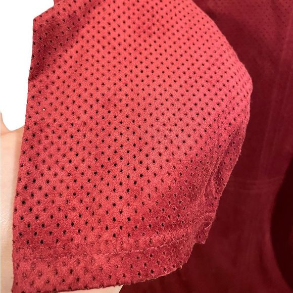 Cato Burgundy Eyelet Faux Suede Mini Shift Dress - Picture 4 of 8